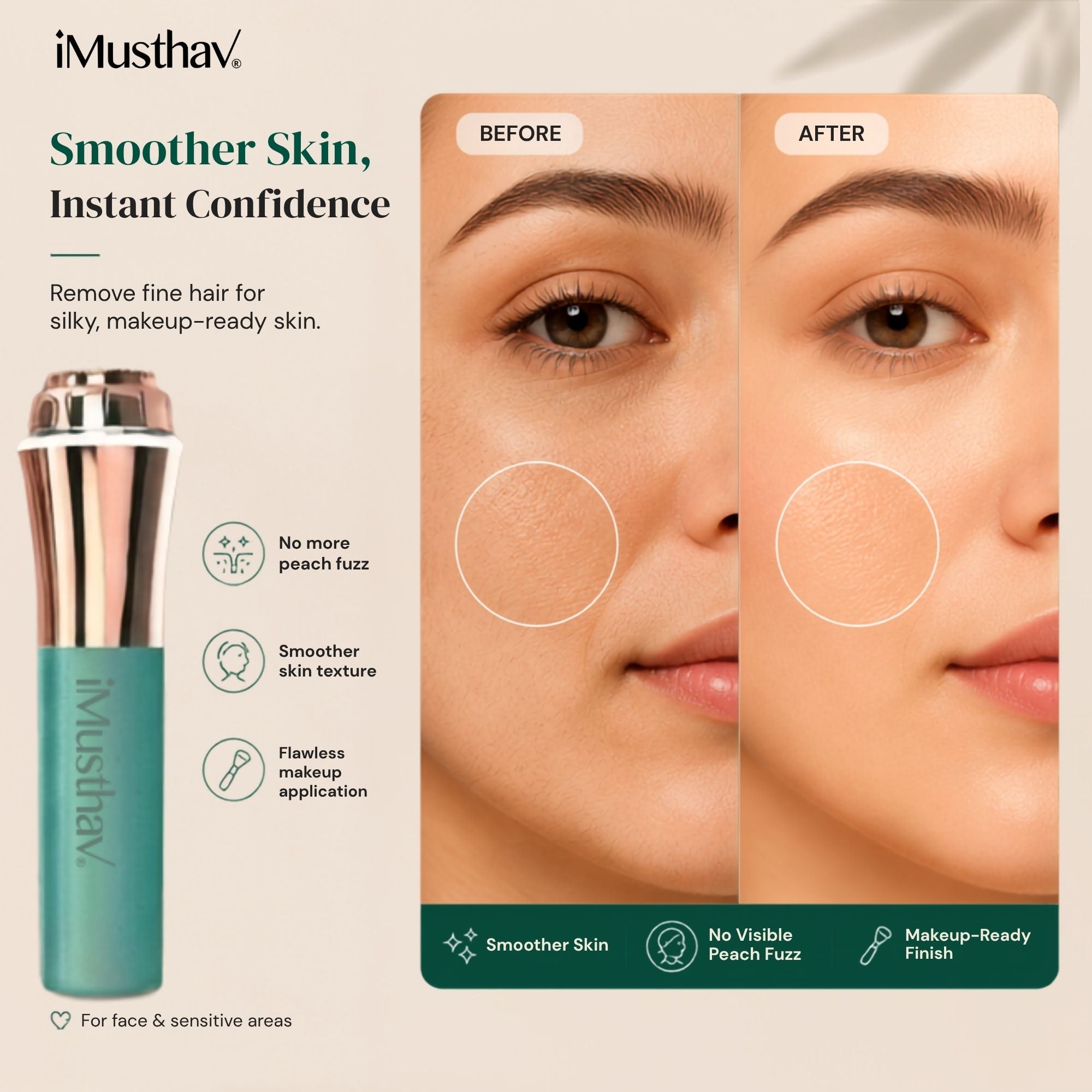 iMusthav Mini Facial Hair Trimmer for Women 16mm Precision MV250
