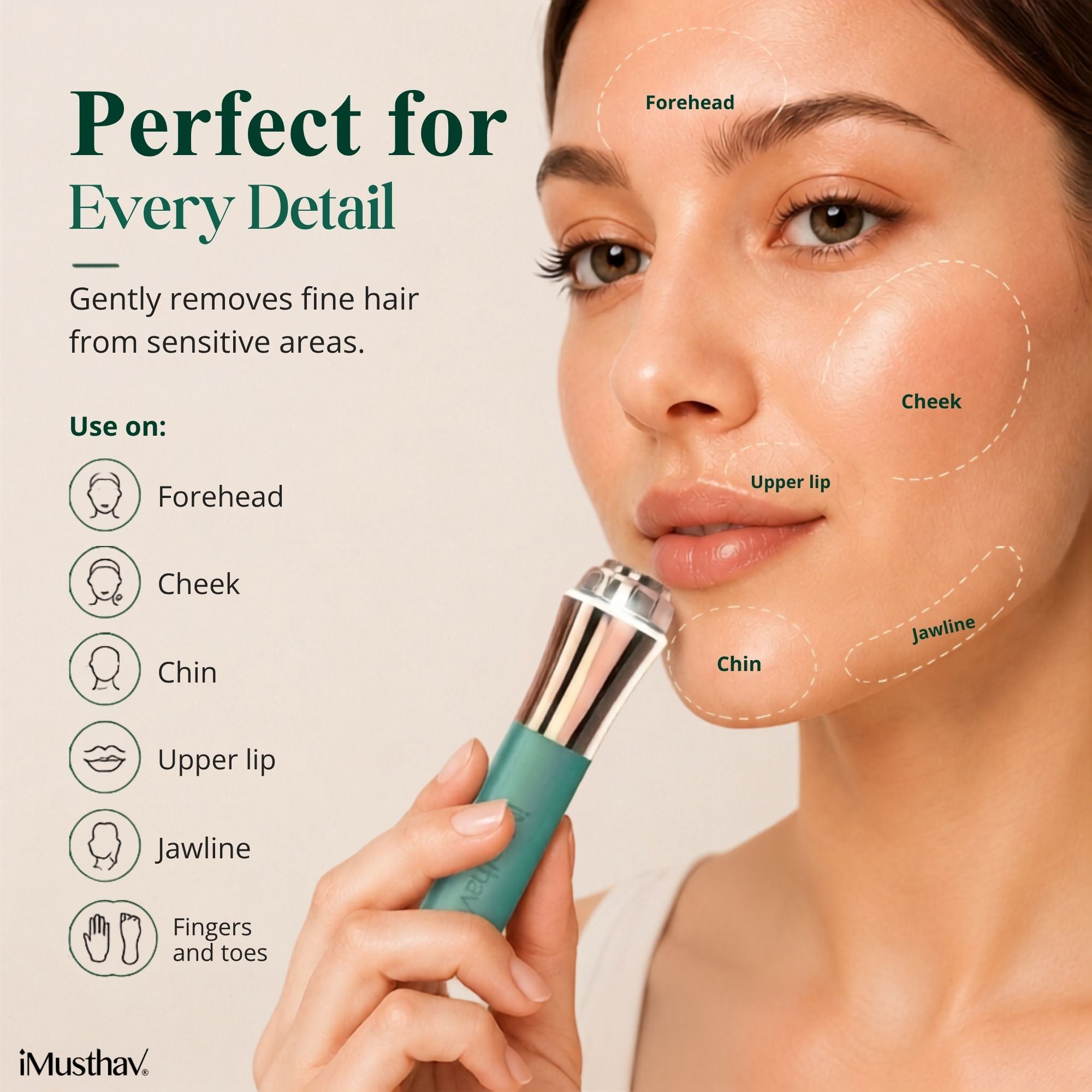 iMusthav Mini Facial Hair Trimmer for Women 16mm Precision MV250