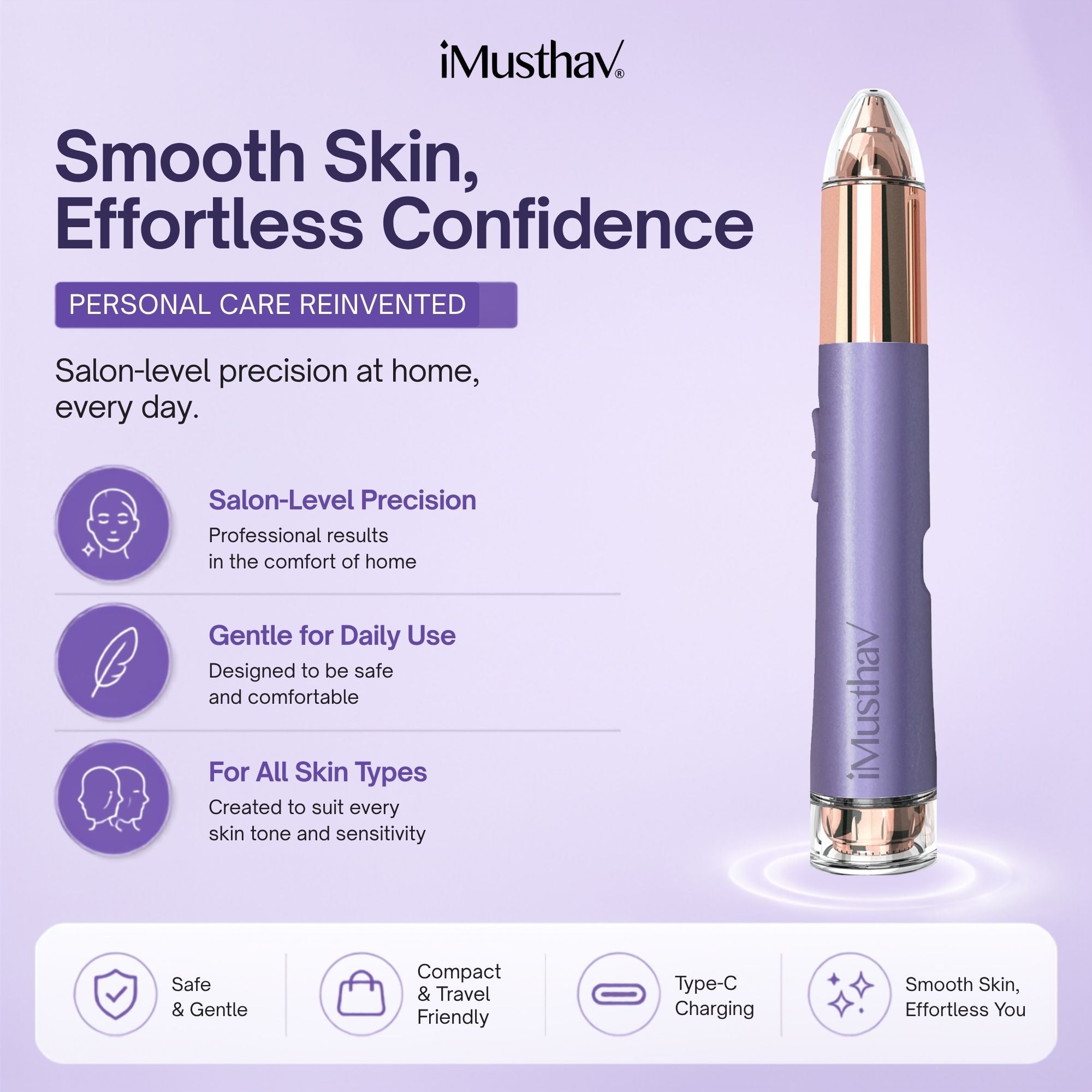 iMusthav 2-in-1 Facial & Eyebrow Hair Trimmer for Women MV450