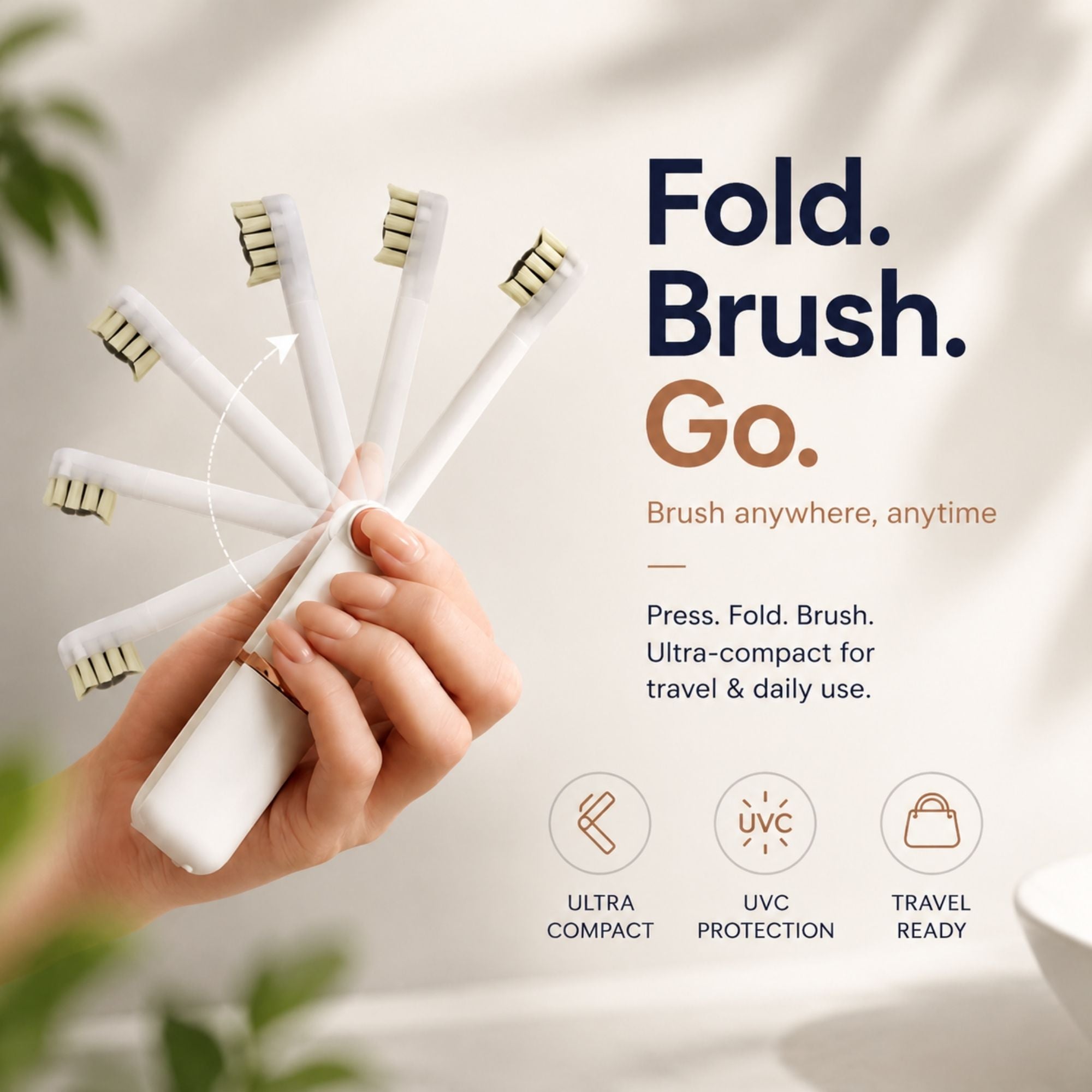 iMusthav TravelSonicUVC Foldable Electric Toothbrush with UVC Sterilization & Whitening LED