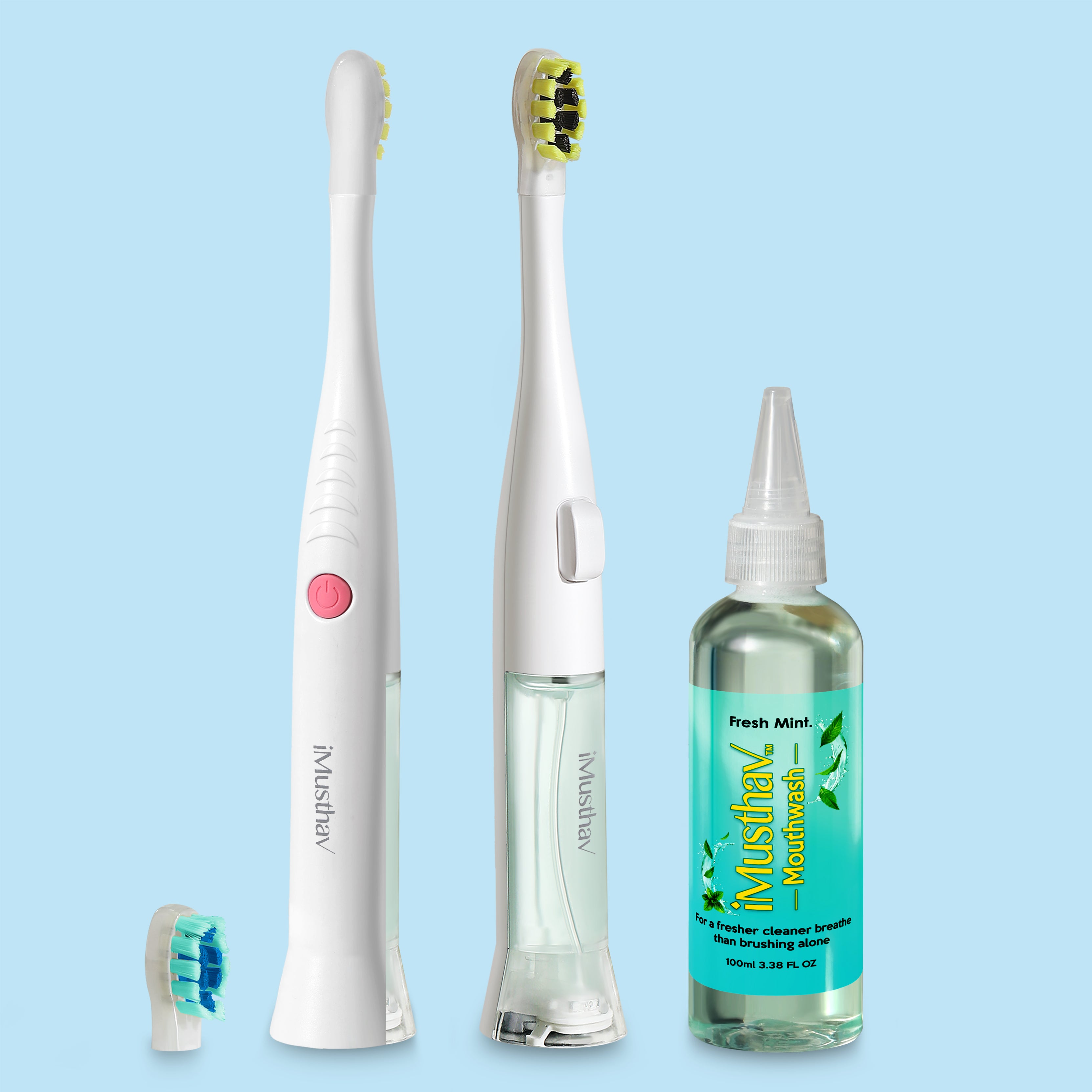 SonicPump Electric Toothbrush for Home Use – Battery Operated with Built-in Mouthwash Pump, Sonic Cleaning, Gentle Bristles & Smart Timer for Fresh Breath & Daily Oral Hygiene