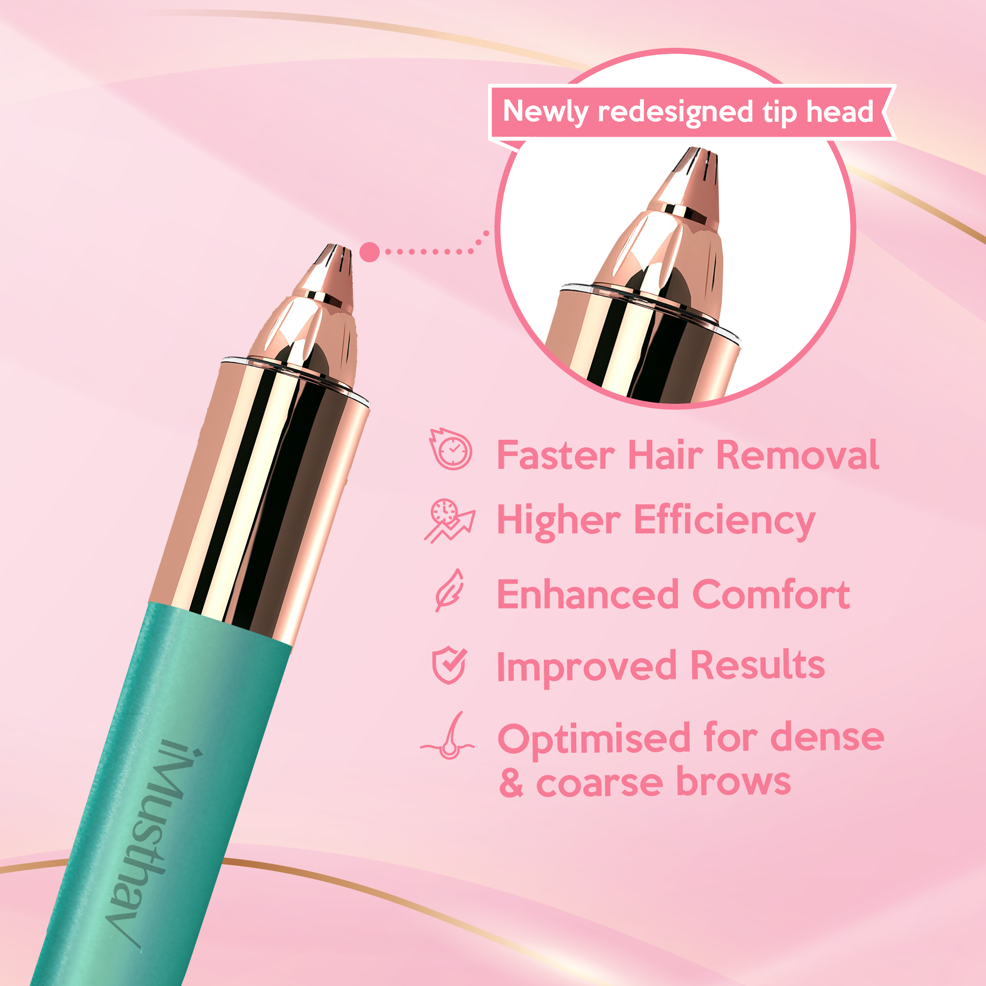 iMusthav Eyebrow Hair Remover for Women | 18K Gold-Plated Head | 360° LED Light Portable Painless Epilator