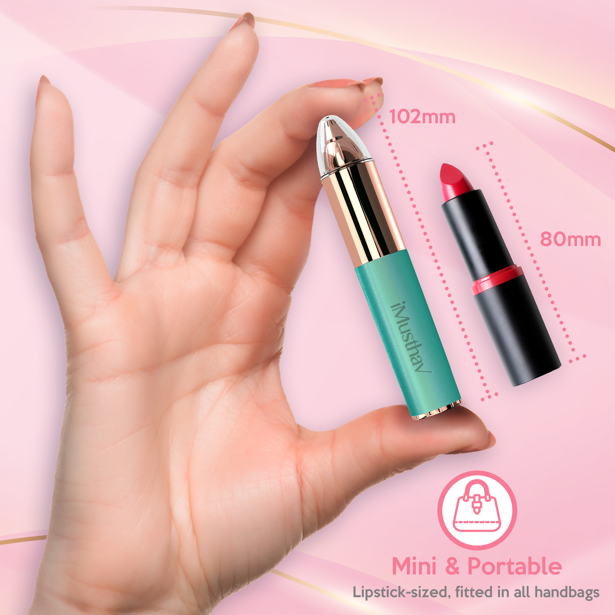 iMusthav Eyebrow Hair Remover for Women | 18K Gold-Plated Head | 360° LED Light Portable Painless Epilator