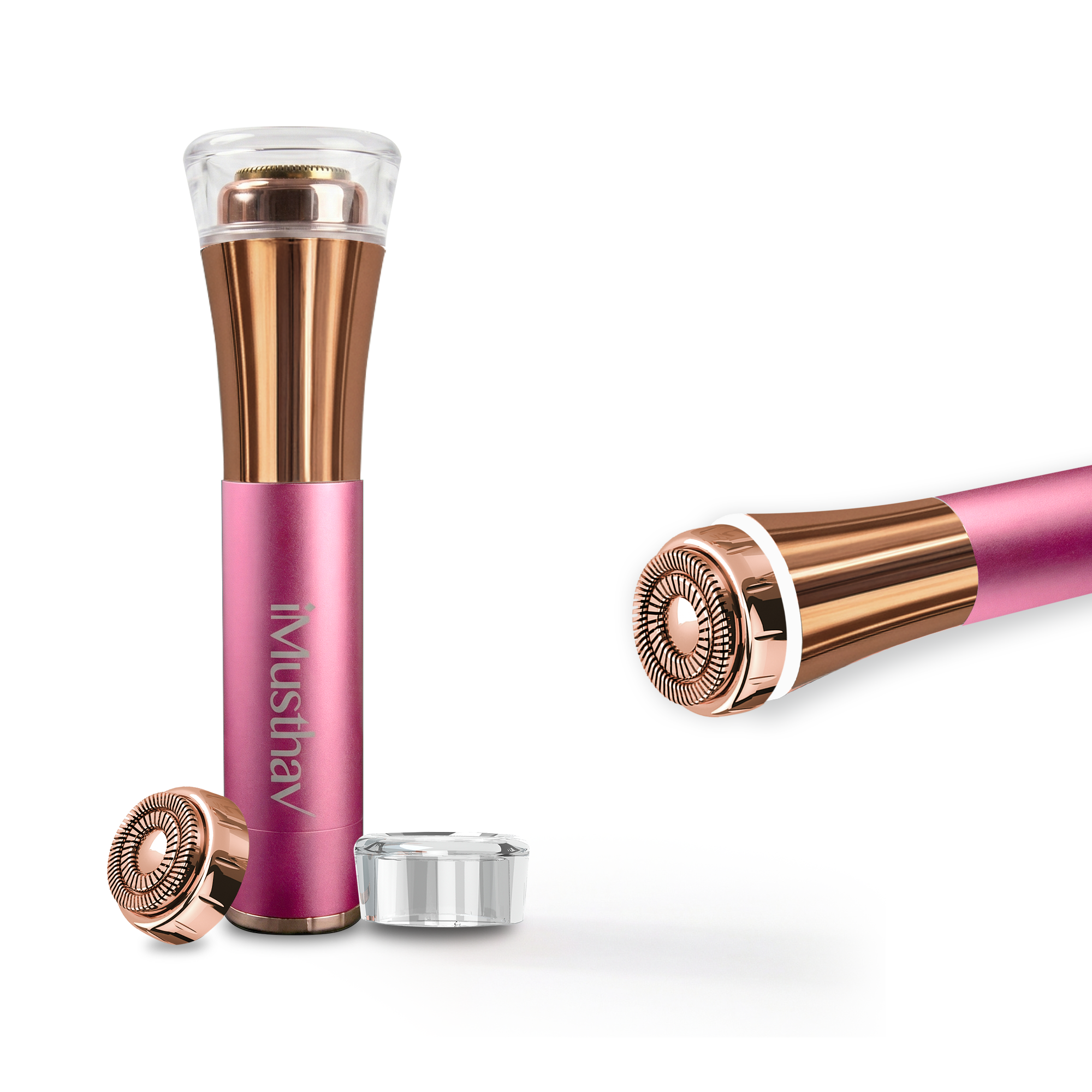 iMusthav Facial Hair Remover for Women – Painless 16mm Dual Ring Floating Head Blade, Portable, Electric Razor & Epilator for Flawless Face, Lips & Chin – with 18K Gold-Plated Head, 360° LED Light