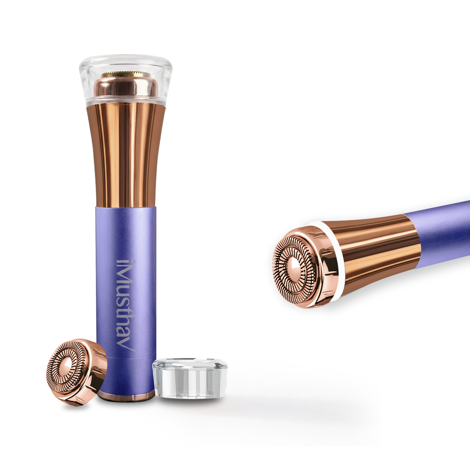 iMusthav Facial Hair Remover for Women – Painless 16mm Dual Ring Floating Head Blade, Portable, Electric Razor & Epilator for Flawless Face, Lips & Chin – with 18K Gold-Plated Head, 360° LED Light