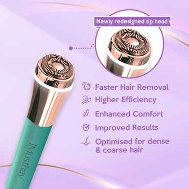 iMusthav Facial Hair Remover for Women – Painless 16mm Dual Ring Floating Head Blade, Portable, Electric Razor & Epilator for Flawless Face, Lips & Chin – with 18K Gold-Plated Head, 360° LED Light