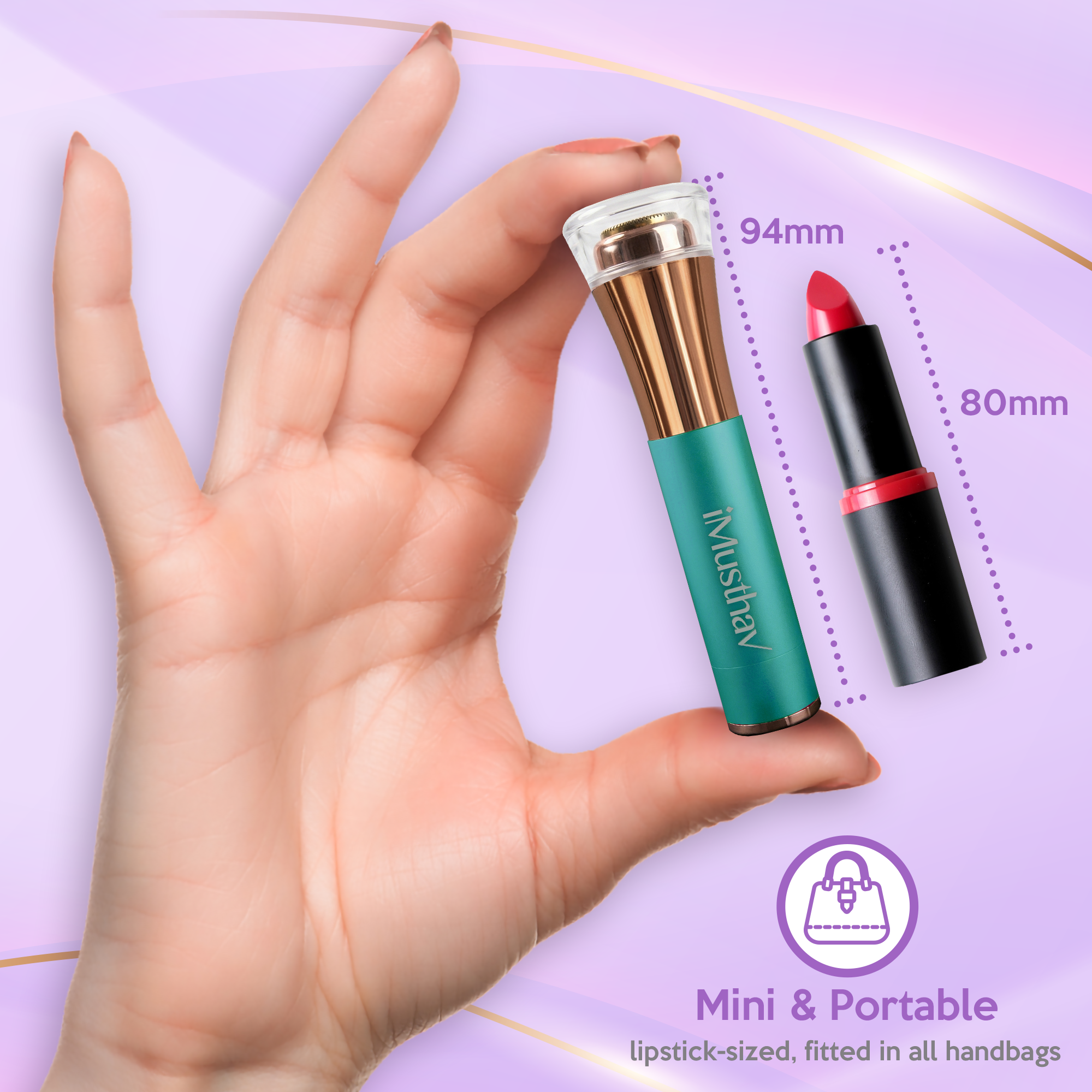 iMusthav Facial Hair Remover for Women – Painless 16mm Dual Ring Floating Head Blade, Portable, Electric Razor & Epilator for Flawless Face, Lips & Chin – with 18K Gold-Plated Head, 360° LED Light