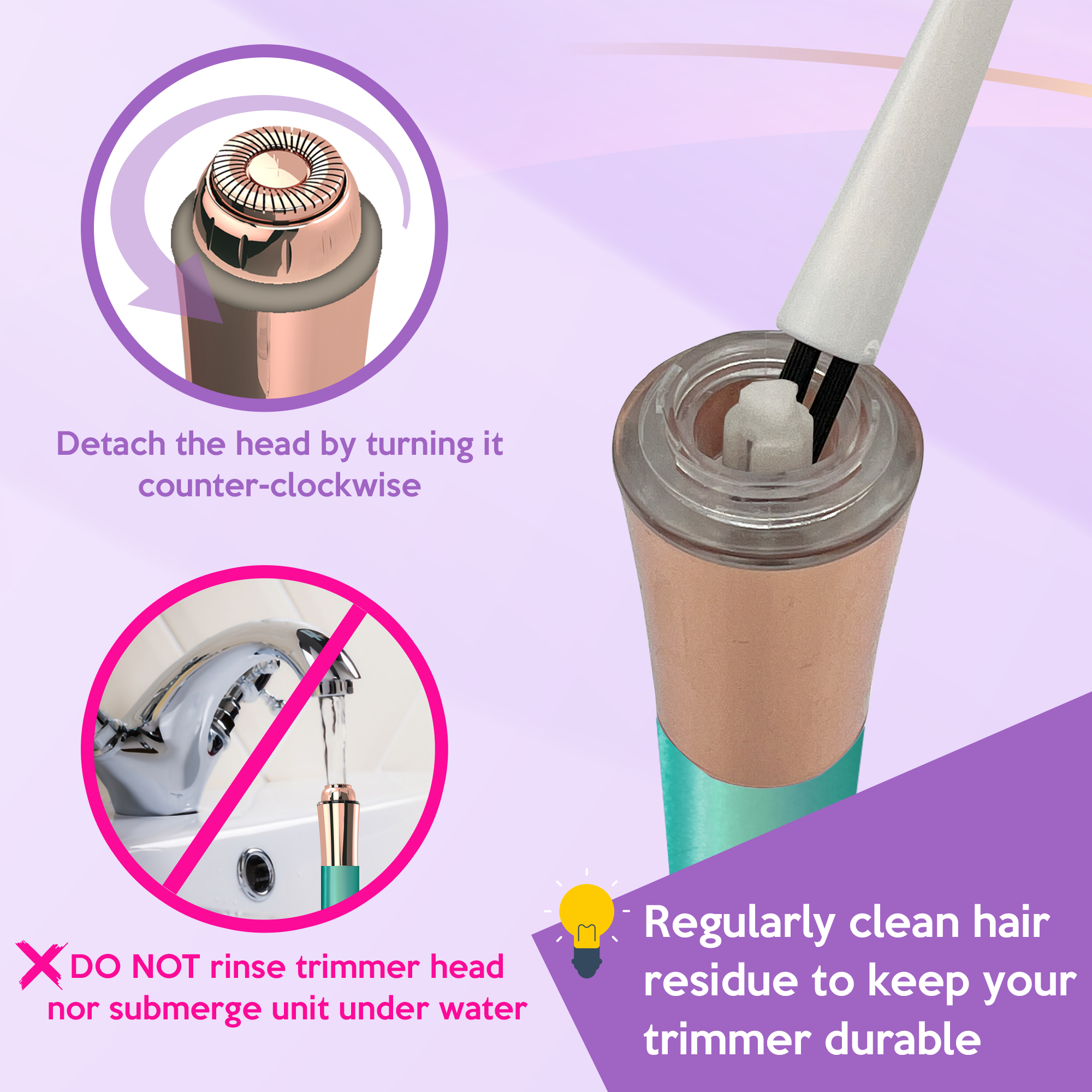 iMusthav Facial Hair Remover for Women – Painless 16mm Dual Ring Floating Head Blade, Portable, Electric Razor & Epilator for Flawless Face, Lips & Chin – with 18K Gold-Plated Head, 360° LED Light