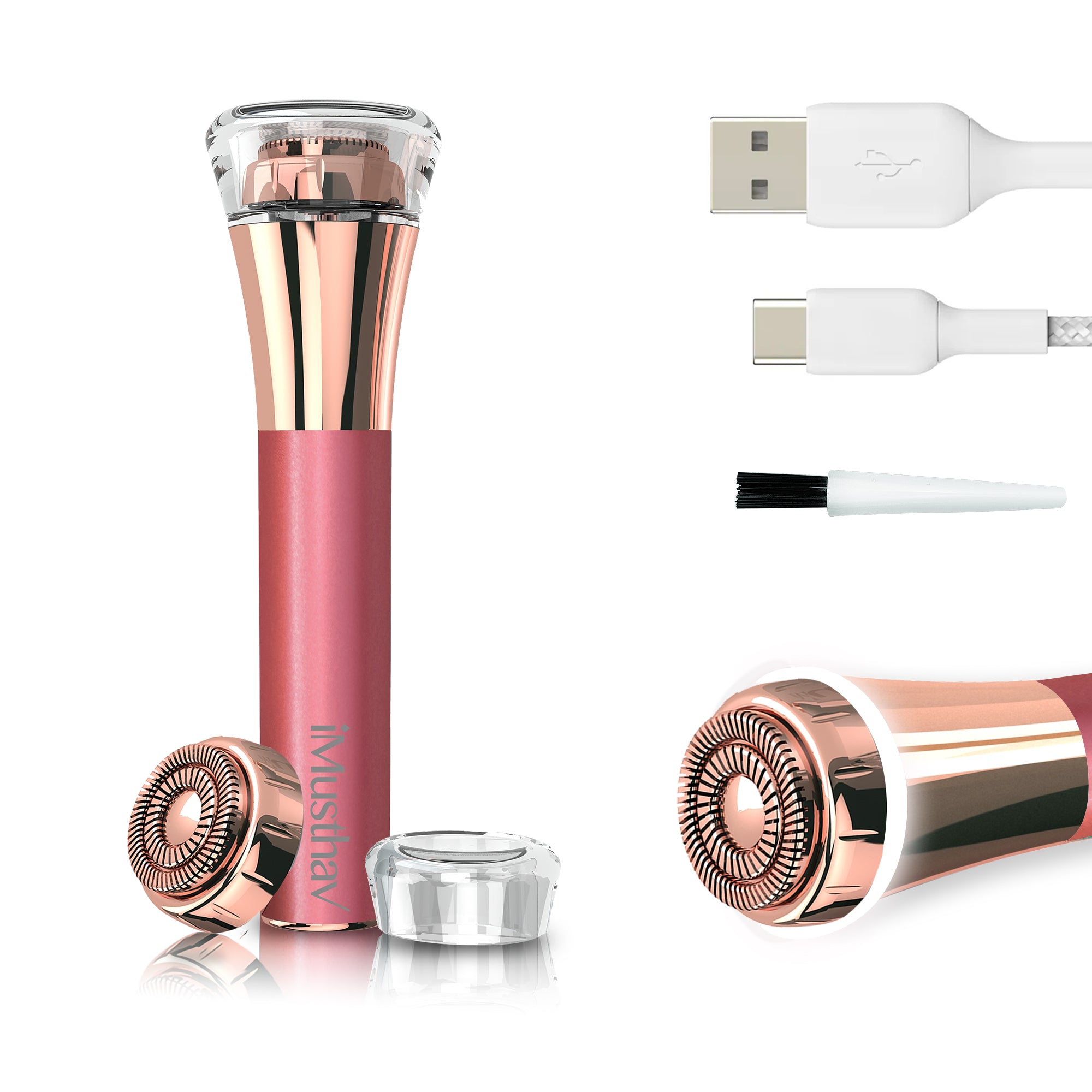 iMusthav Facial Hair Remover for Women | 18K Gold 20mm Dual Ring Head | 360° LED Light USB Rechargeable