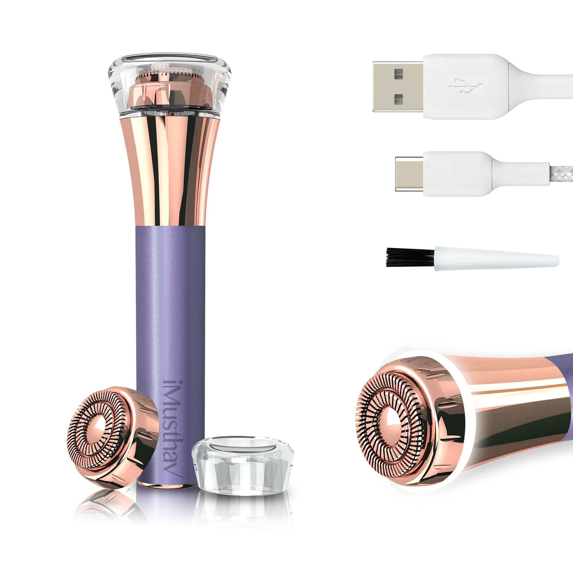 iMusthav Facial Hair Remover for Women | 18K Gold 20mm Dual Ring Head | 360° LED Light USB Rechargeable