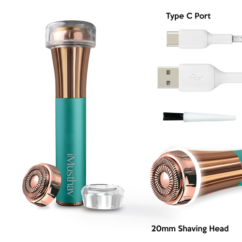iMusthav Facial Hair Remover for Women | 18K Gold 20mm Dual Ring Head | 360° LED Light USB Rechargeable