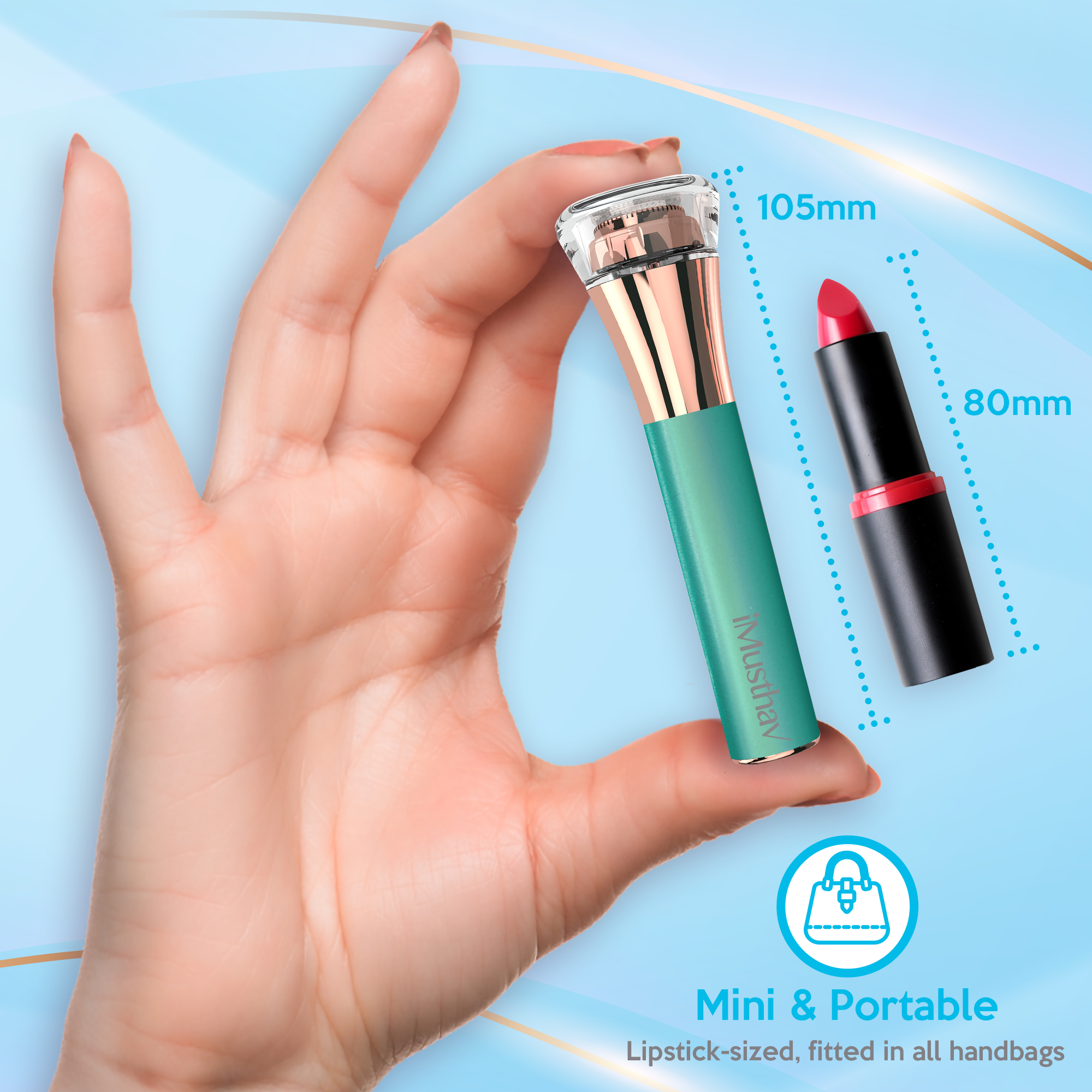 iMusthav Facial Hair Remover for Women | 18K Gold 20mm Dual Ring Head | 360° LED Light USB Rechargeable