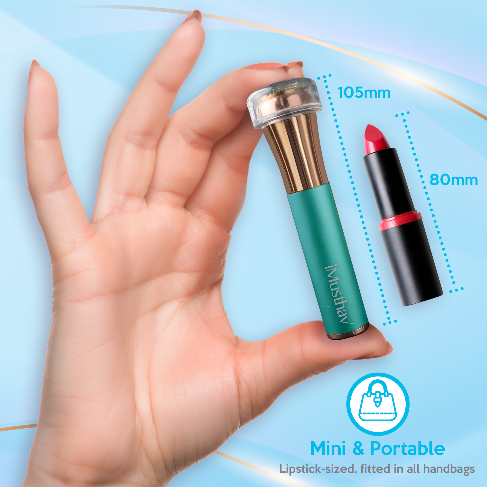 iMusthav Facial Hair Remover for Women | 18K Gold 20mm Dual Ring Head | 360° LED Light USB Rechargeable