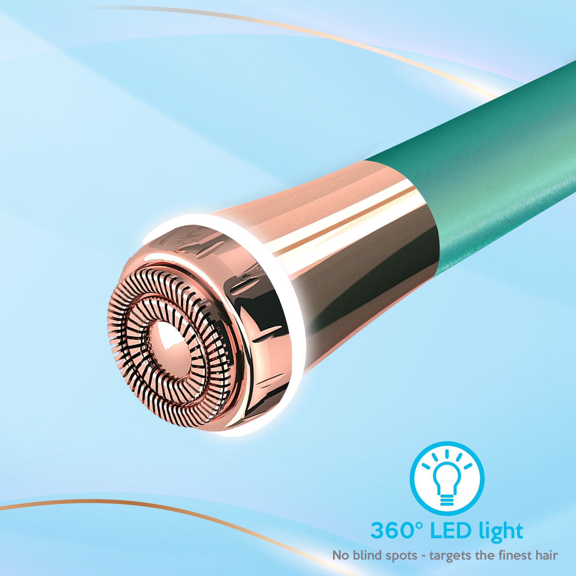 iMusthav Facial Hair Remover for Women | 18K Gold 20mm Dual Ring Head | 360° LED Light USB Rechargeable