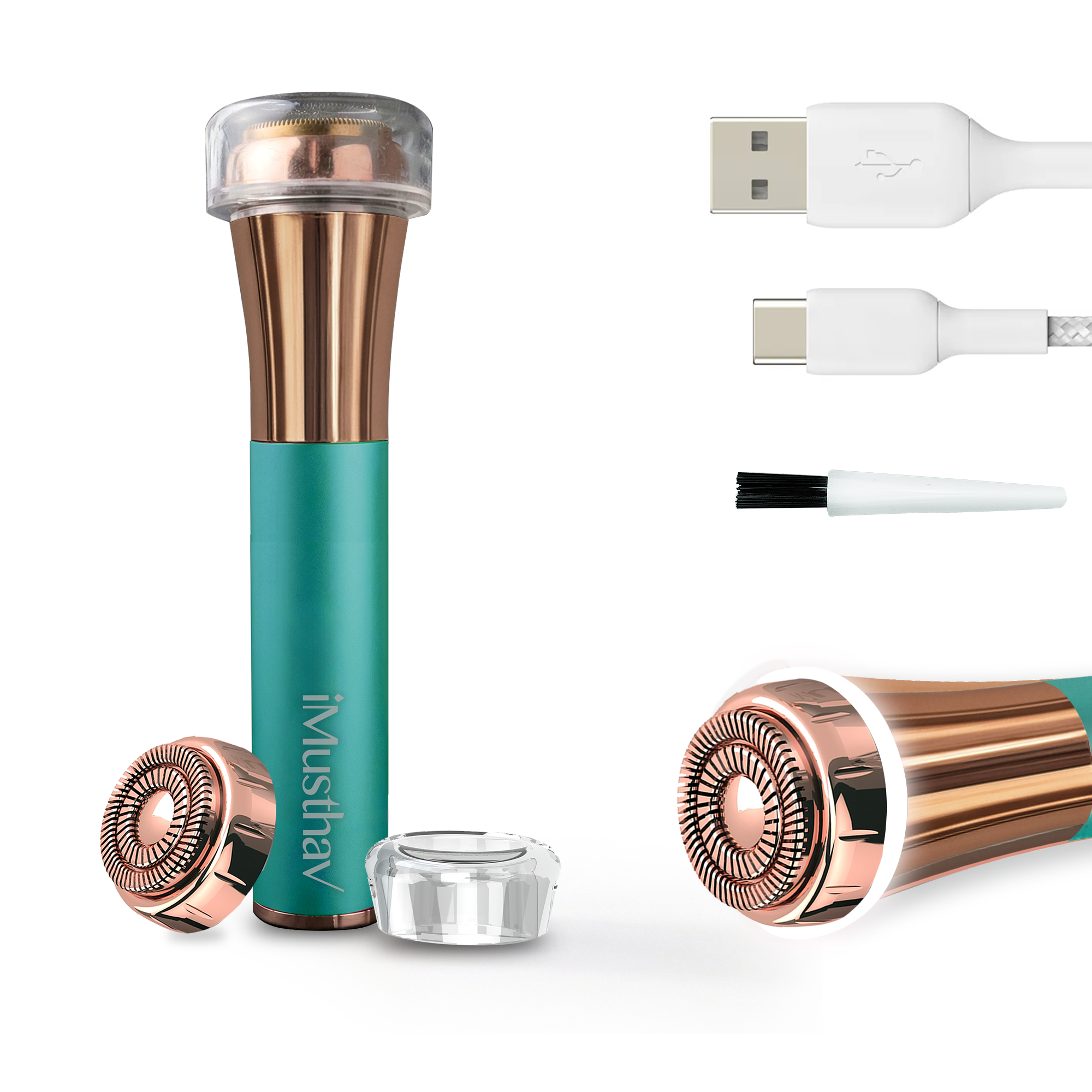 iMusthav Facial Hair Remover for Women | 18K Gold 20mm Dual Ring Head | 360° LED Light USB Rechargeable