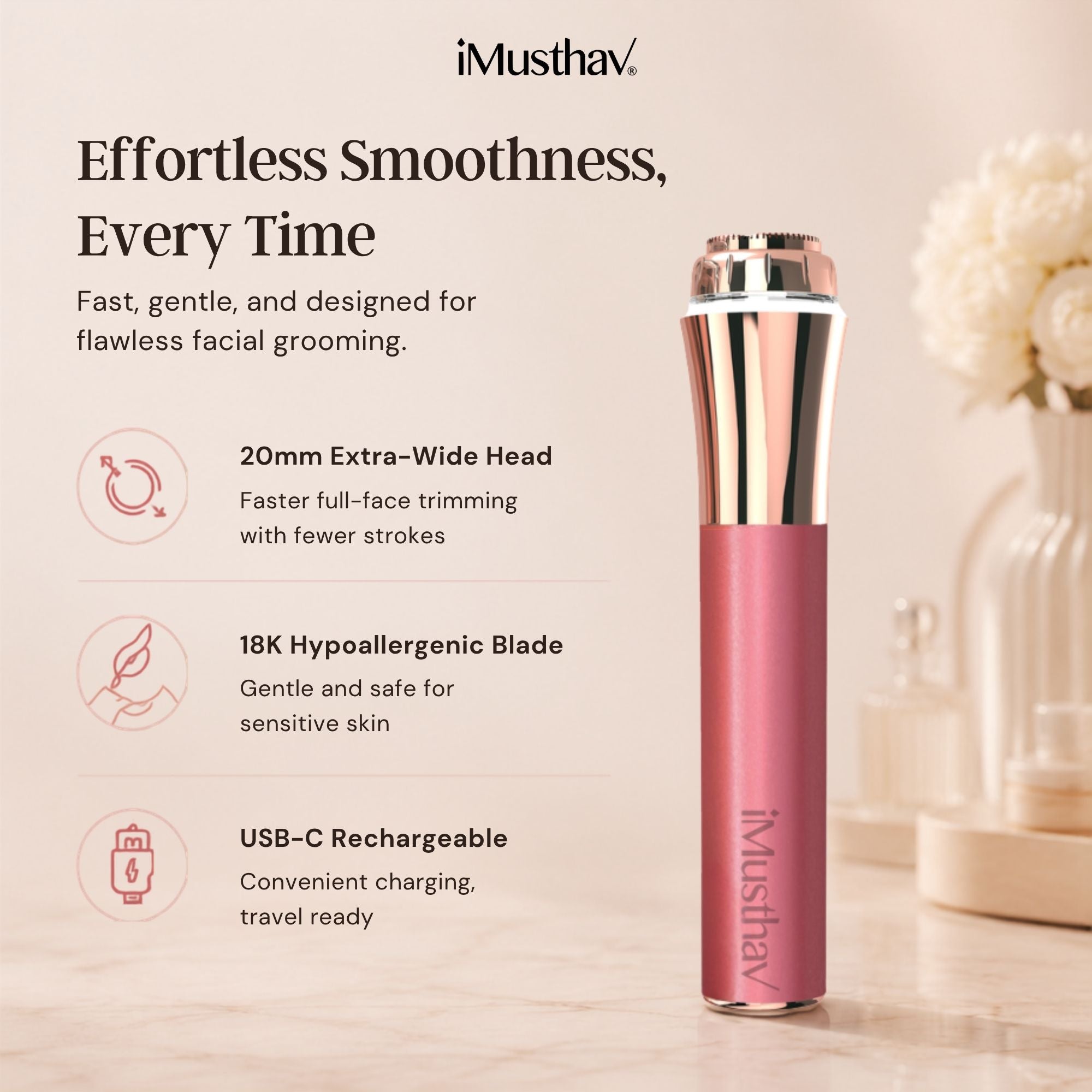 iMusthav 20mm Wide Head Facial Hair Trimmer MV350