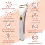 Women’s Electric Shaver & Pubic Hair Bikini Trimmer – Wet & Dry Painless Dermaplane Electric Shave for Body Hair Removal for Bikini, Underarm, Legs, Arms