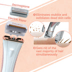 Women’s Electric Shaver & Pubic Hair Bikini Trimmer – Wet & Dry Painless Dermaplane Electric Shave for Body Hair Removal for Bikini, Underarm, Legs, Arms