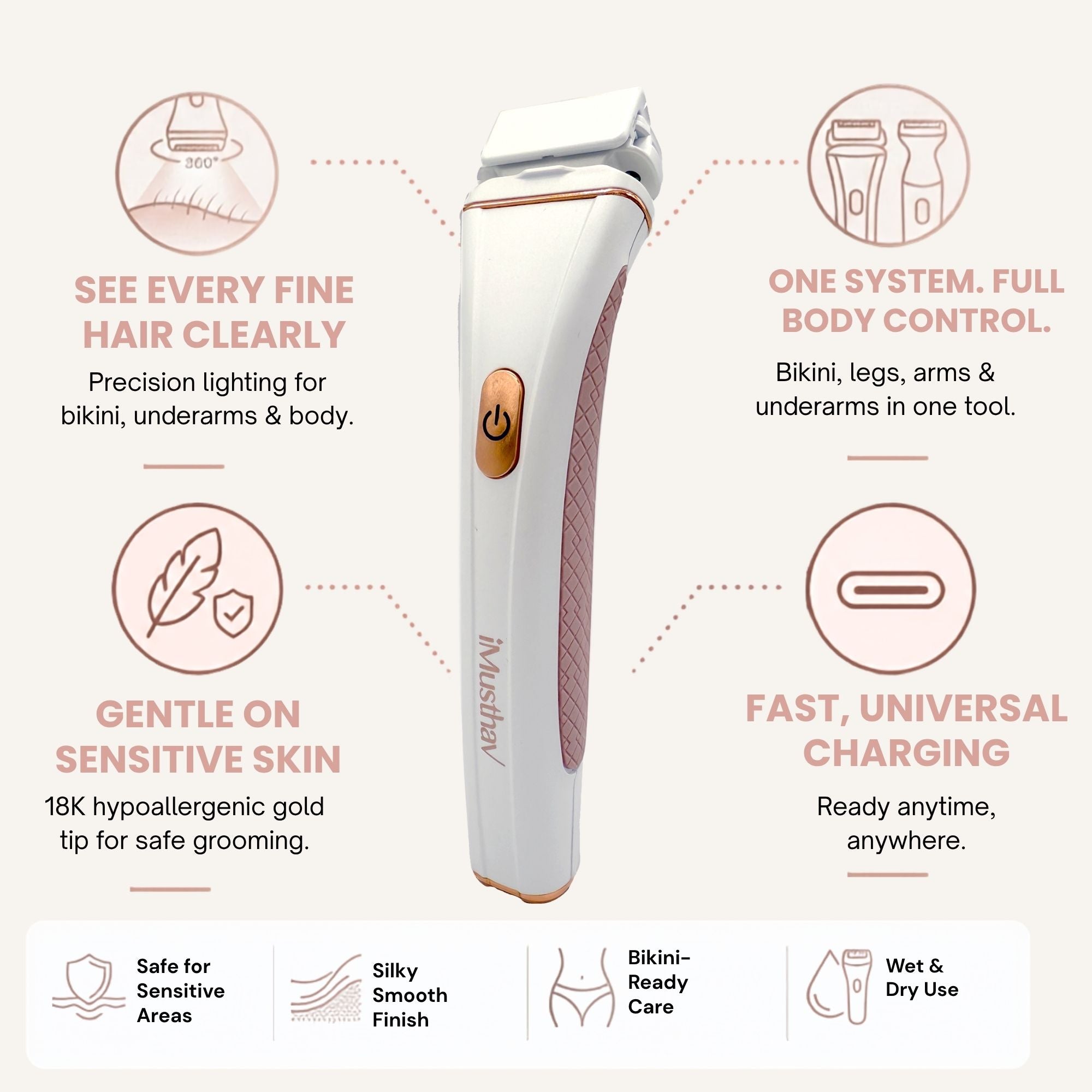 iMusthav Bikini & Body Hair Removal Kit with Dermaplane MV520