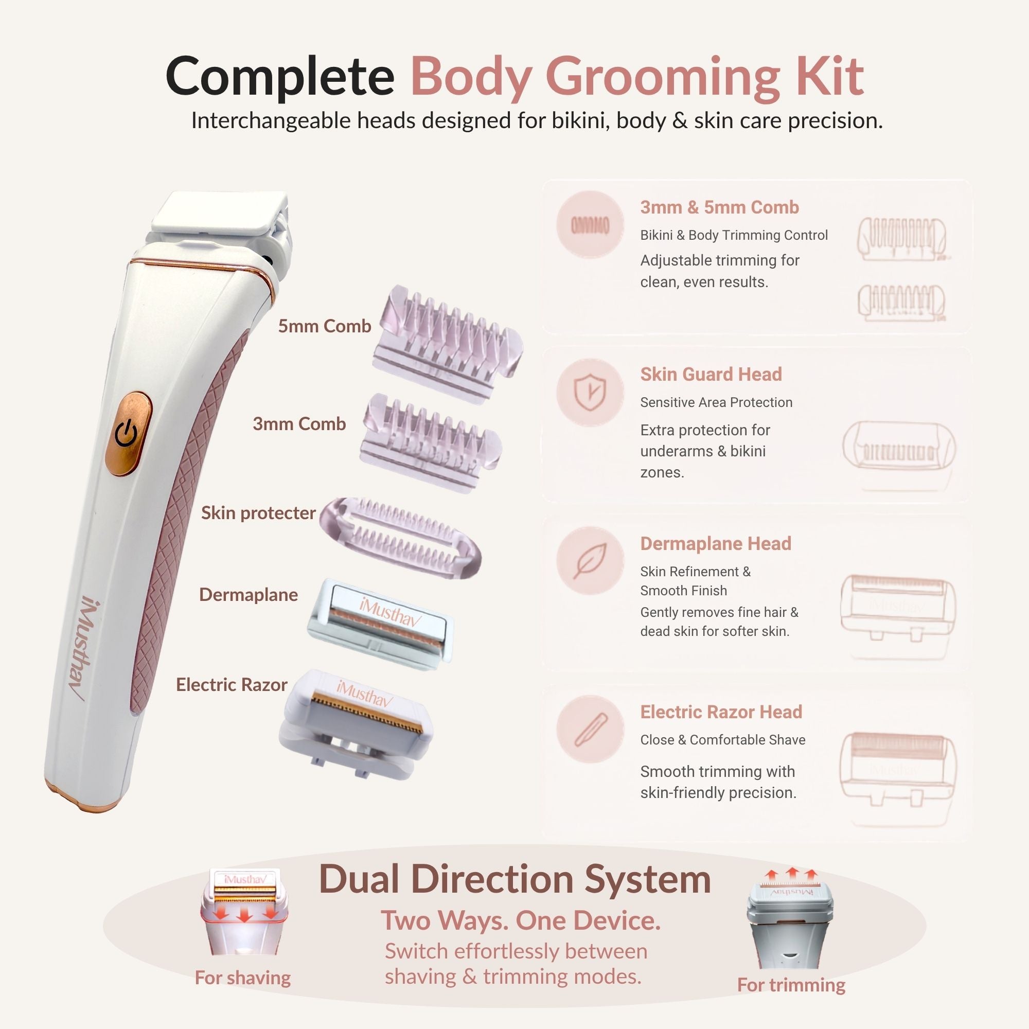 iMusthav Bikini & Body Hair Removal Kit with Dermaplane MV520