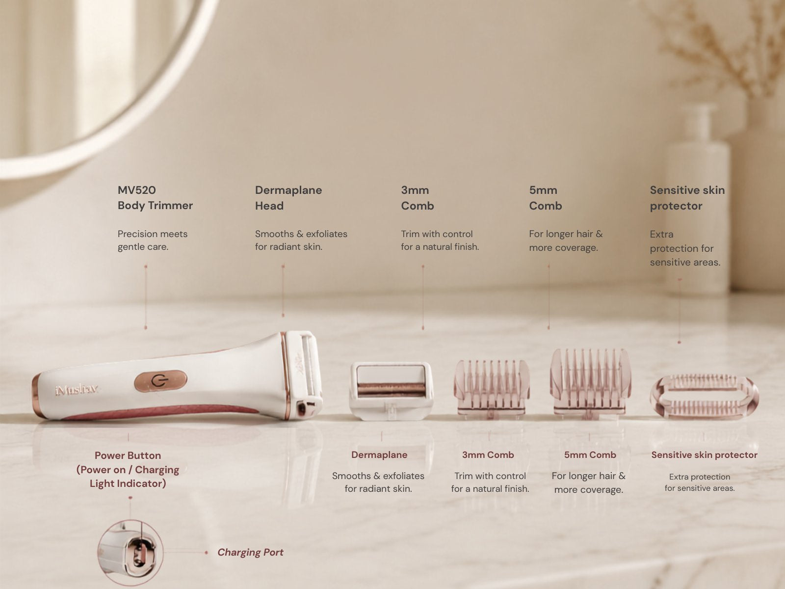 Bikini & Body Hair Removal Kit with Dermaplane | iMusthav MV520