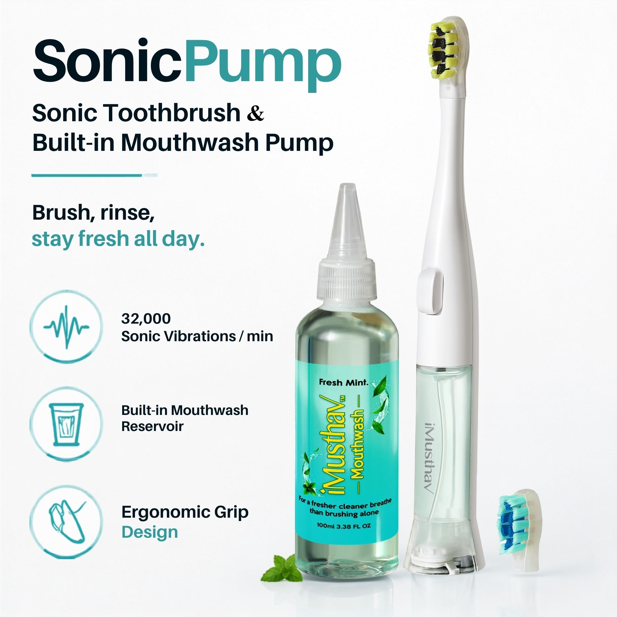 iMusthav SonicPump Electric Toothbrush with Mouthwash
