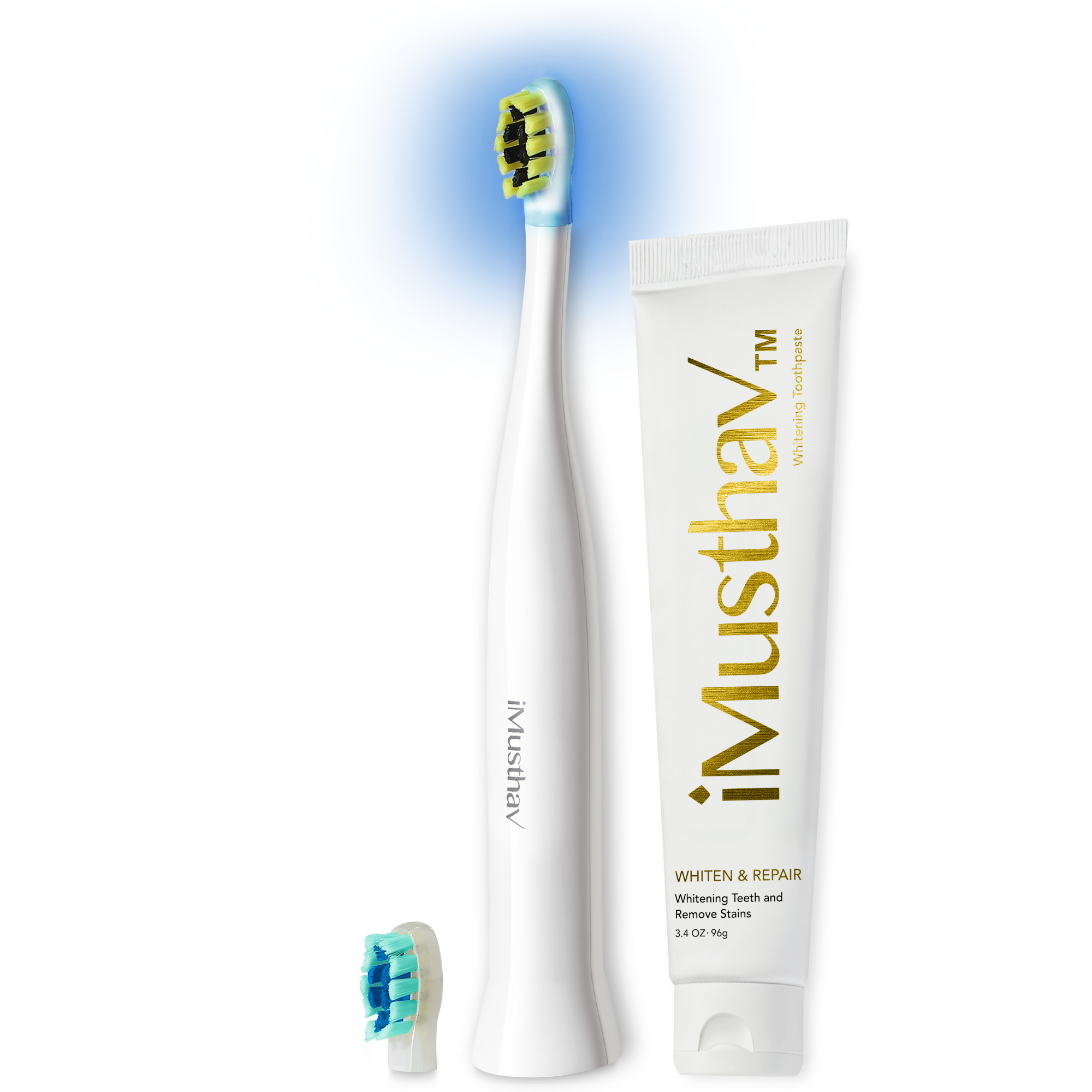 iMusthav SonicBlu Electric Toothbrush for Home Use – Sonic Toothbrush with Blue LED to Activate Whitening Toothpaste (Included)– Gentle Bristles, Smart Timer & Whitening Boost Technology