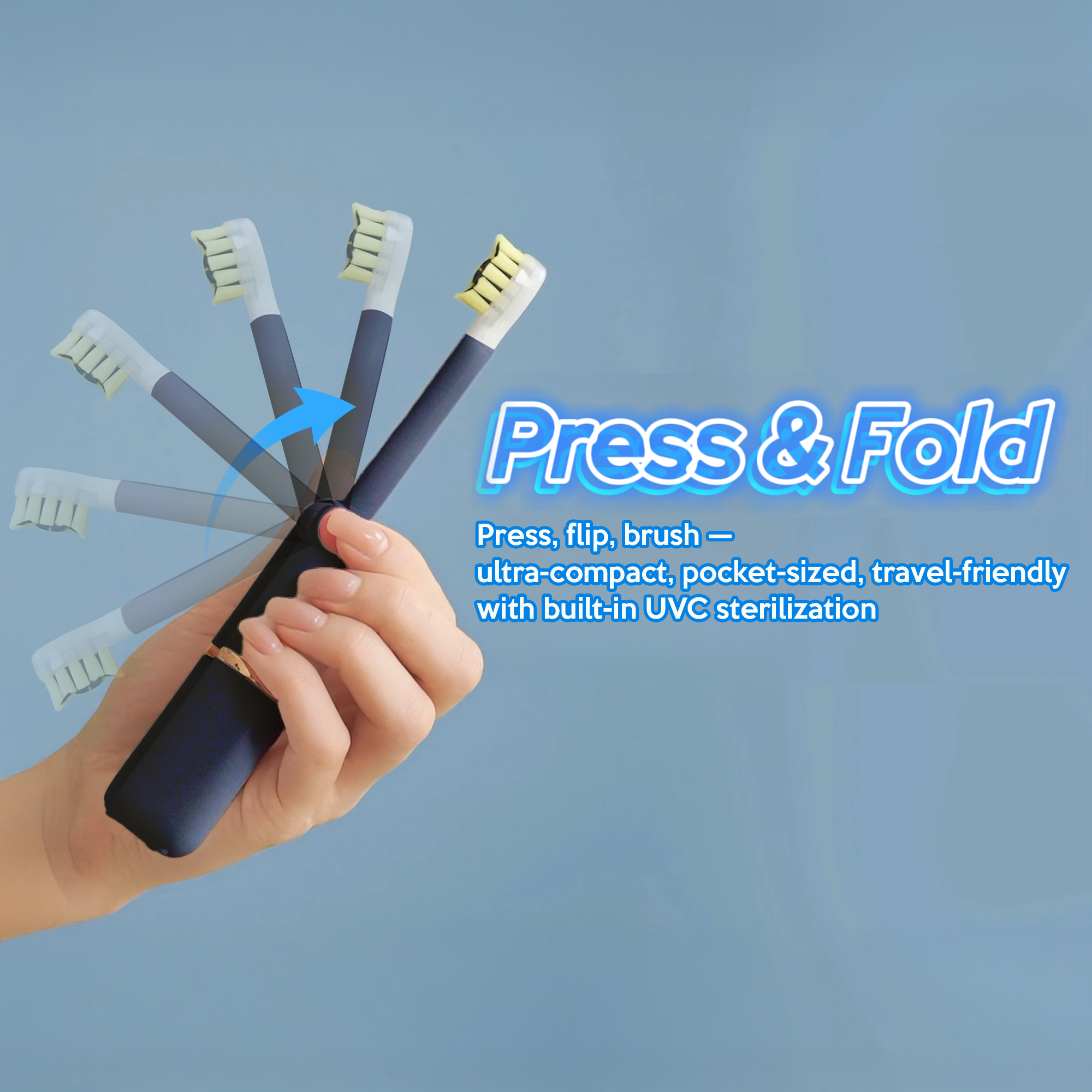 iMusthav Foldable Travel Sonic Electric Toothbrush with Whitening Feature | Electric Toothbrush for Adults | Travel Toothbrushes