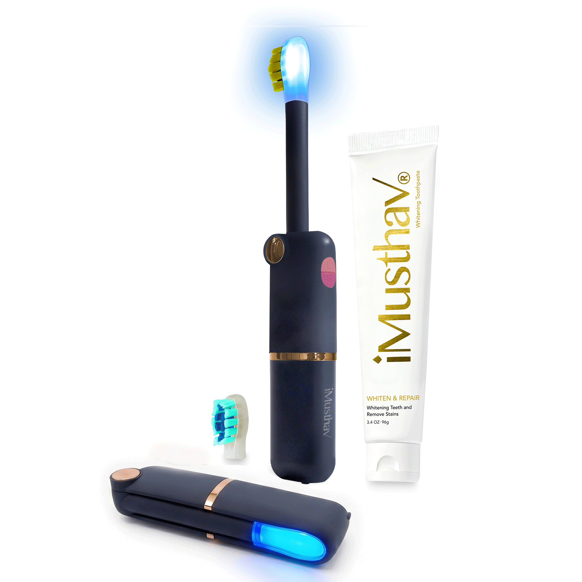 iMusthav TravelSonicUVC Foldable Electric Toothbrush with UVC Sterilization & Whitening LED