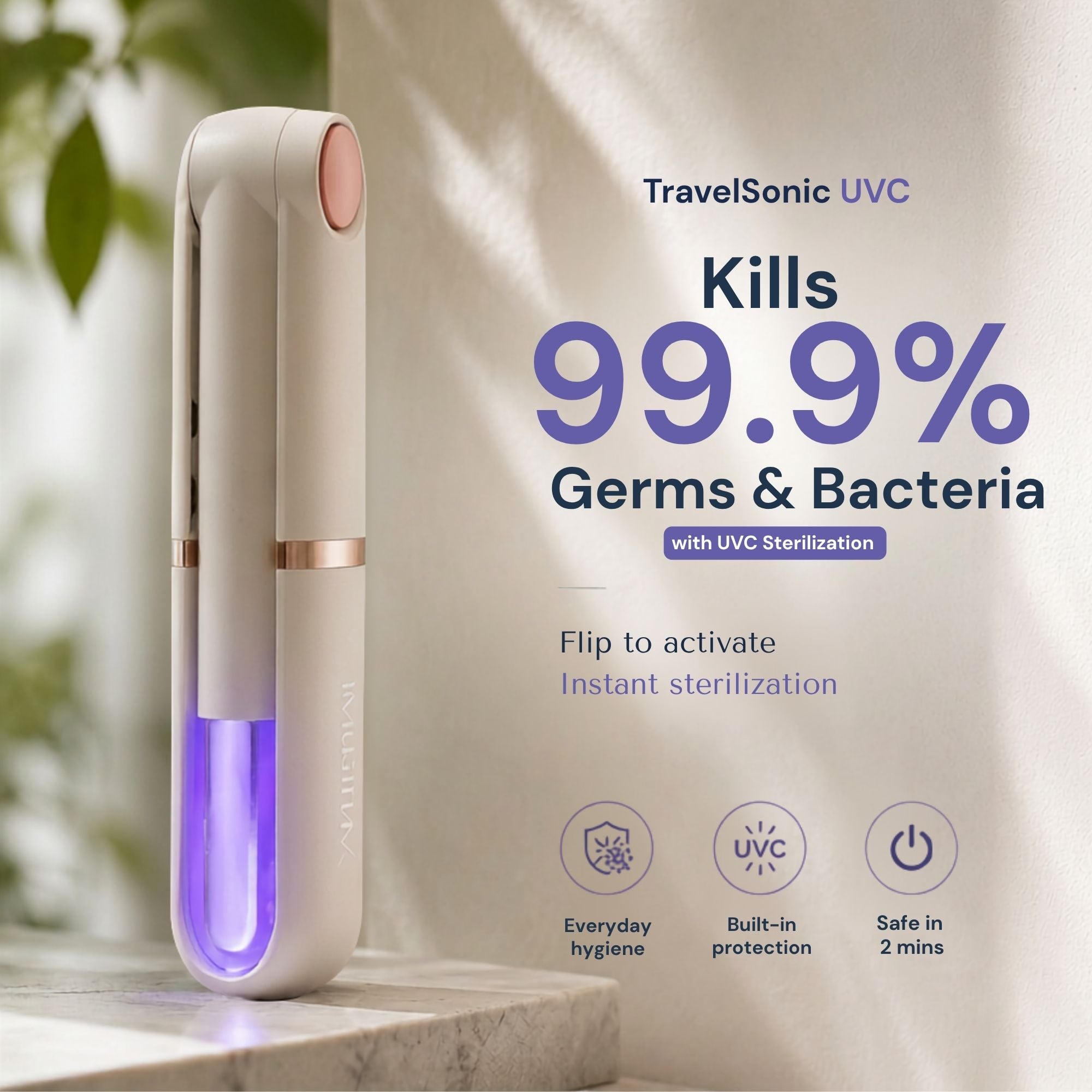 iMusthav TravelSonicUVC Foldable Electric Toothbrush with UVC Sterilization & Whitening LED