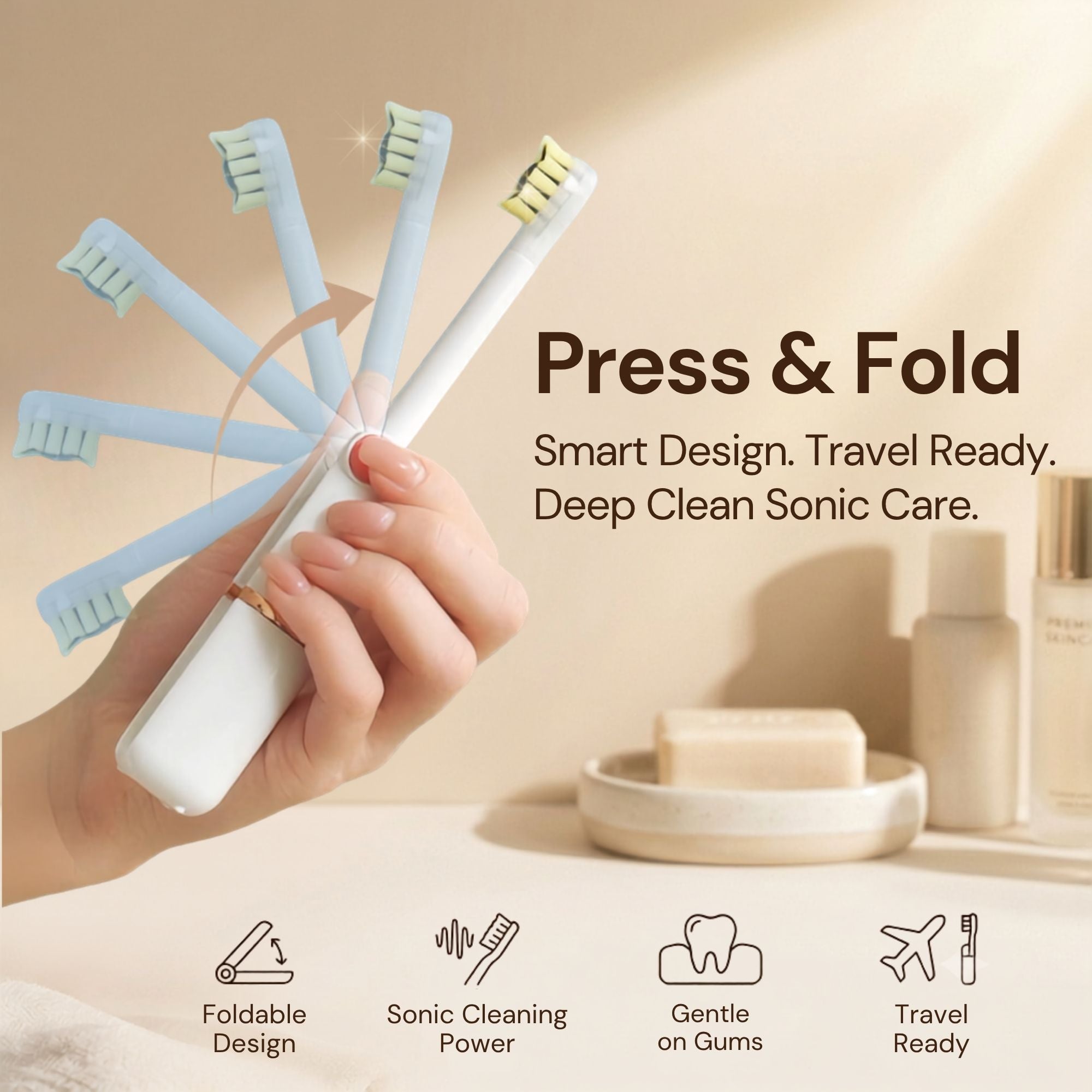 iMusthav TravelSonic Foldable Sonic Electric Toothbrush with Whitening LED