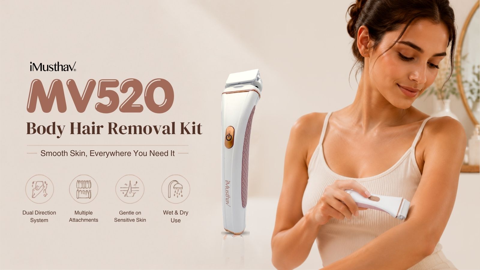 Bikini & Body Hair Removal Kit with Dermaplane | iMusthav MV520