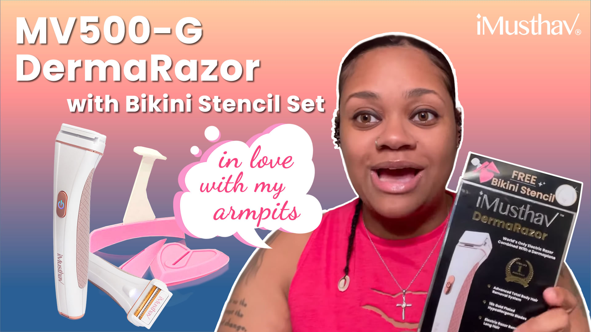 You are currently viewing iMusthav® DermaRazor with Bikini Stencil Set MV500-G | REVIEW & DEMO | iHeart. Paige